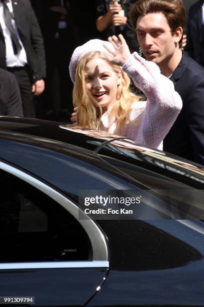 Ellie Bamber attends the Chanel Haute Couture Fall Winter 2018/19 show at Le Grand Palais on July 3, 2018 in Paris, France.