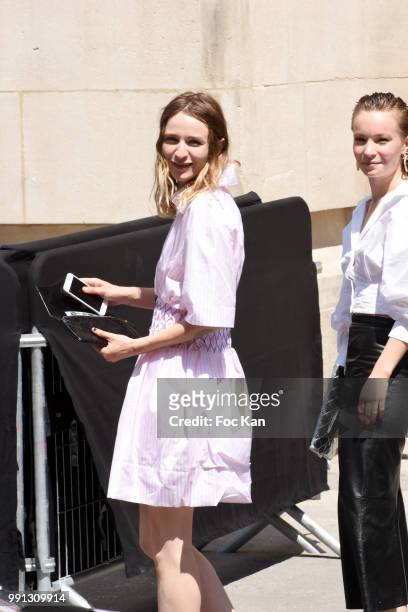 Christa Theret and Diane Rouxel attend the Chanel Haute Couture Fall Winter 2018/19 show at Le Grand Palais on July 3, 2018 in Paris, France.