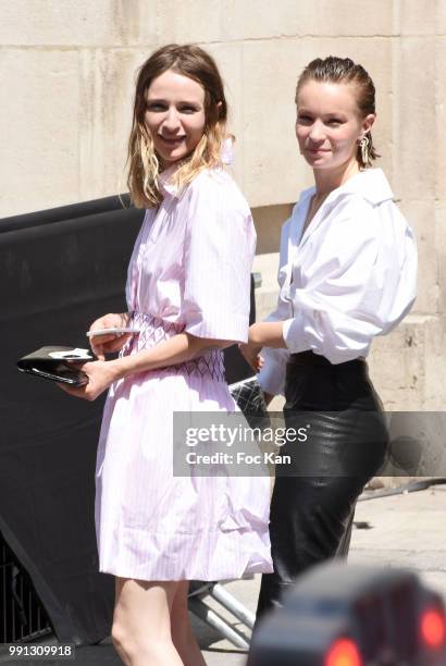 Christa Theret and Diane Rouxel attend the Chanel Haute Couture Fall Winter 2018/19 show at Le Grand Palais on July 3, 2018 in Paris, France.