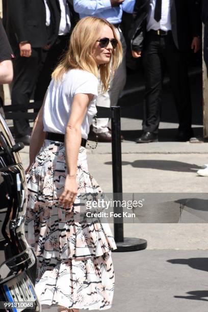 Vanessa Paradis attends the Chanel Haute Couture Fall Winter 2018/19 show at Le Grand Palais on July 3, 2018 in Paris, France.