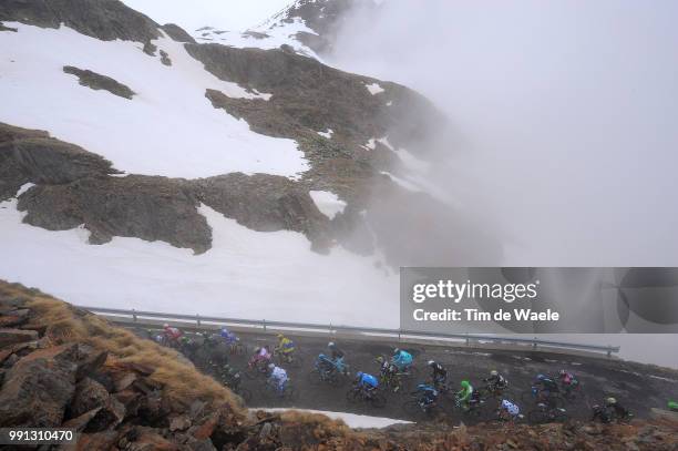 97Th Tour Of Italy 2014, Stage 16 Illustration Illustratie, Peleton Peloton, Passo Gavia Mountains Montagnes Bergen, Snow Neige Sneeuw, Landscape...