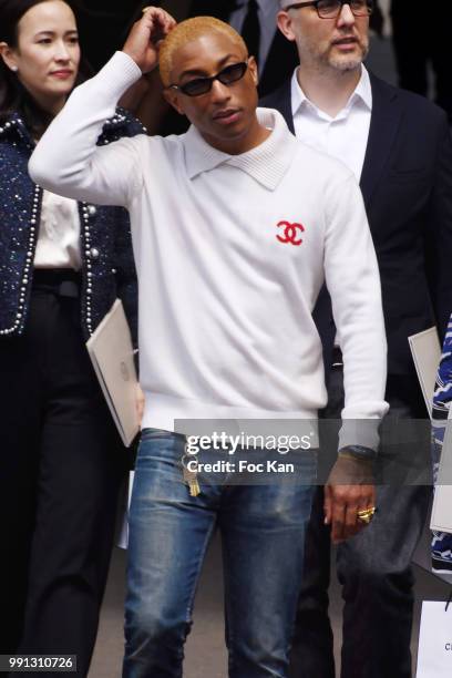 Pharrell Williams attends the Chanel Haute Couture Fall Winter 2018/19 show at Le Grand Palais on July 3, 2018 in Paris, France.