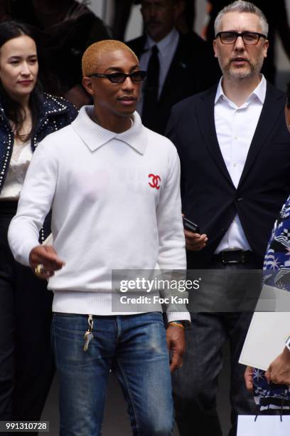 Pharrell Williams attends the Chanel Haute Couture Fall Winter 2018/19 show at Le Grand Palais on July 3, 2018 in Paris, France.