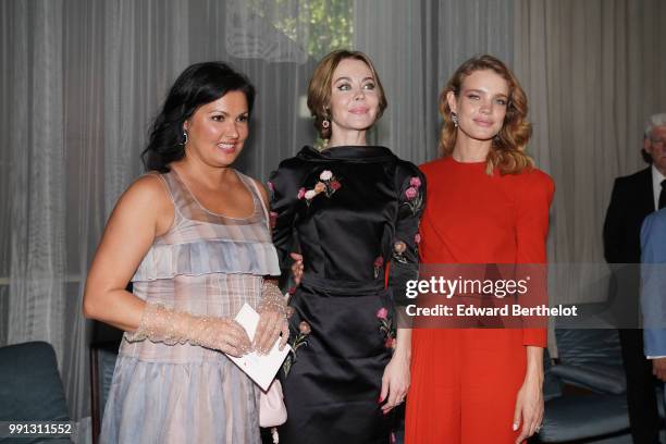 Ulyana Sergeenko and Natalia Vodianova, after the Ulyana Sergeenko Haute Couture Fall Winter 2018/2019 show as part of Paris Fashion Week on July 3,...