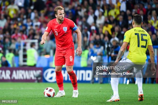 Harry Kane of England during the 2018 FIFA World Cup Russia Round of 16 match between Colombia and England at Spartak Stadium on July 3, 2018 in...