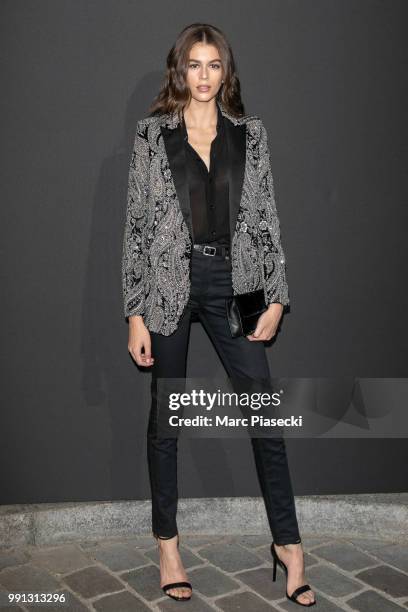 Model Kaia Gerber attends the Vogue Foundation Dinner Photocall as part of Paris Fashion Week - Haute Couture Fall/Winter 2018-2019 at Musee Galliera...