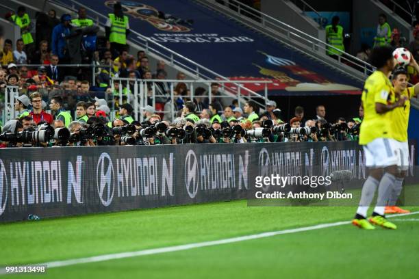 Illustration picture of photographers during the 2018 FIFA World Cup Russia Round of 16 match between Colombia and England at Spartak Stadium on July...