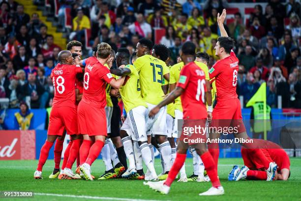 Altercation between Colombia and England during the 2018 FIFA World Cup Russia Round of 16 match between Colombia and England at Spartak Stadium on...