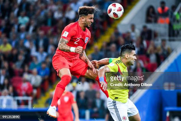 Kyle Walker of England and Radamel Falcao of Colombia during the 2018 FIFA World Cup Russia Round of 16 match between Colombia and England at Spartak...
