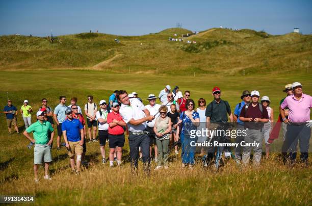 Donegal , Ireland - 4 July 2018; Former jockey AP McCoy plays a shot on the 3rd during the Pro-Am round ahead of the Irish Open Golf Championship at...