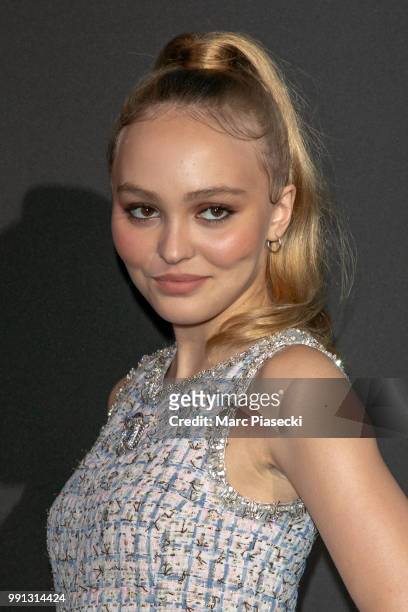 Actress Lily-Rose Depp attends the Vogue Foundation Dinner Photocall as part of Paris Fashion Week - Haute Couture Fall/Winter 2018-2019 at Musee...