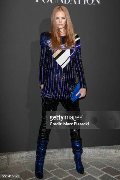 Model Alexina Graham attends the Vogue Foundation Dinner Photocall as part of Paris Fashion Week - Haute Couture Fall/Winter 2018-2019 at Musee...