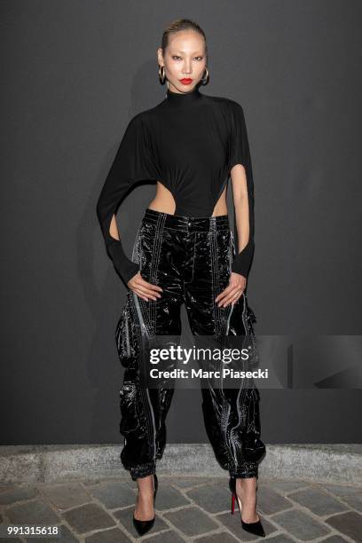 Model Soojoo Park attends the Vogue Foundation Dinner Photocall as part of Paris Fashion Week - Haute Couture Fall/Winter 2018-2019 at Musee Galliera...