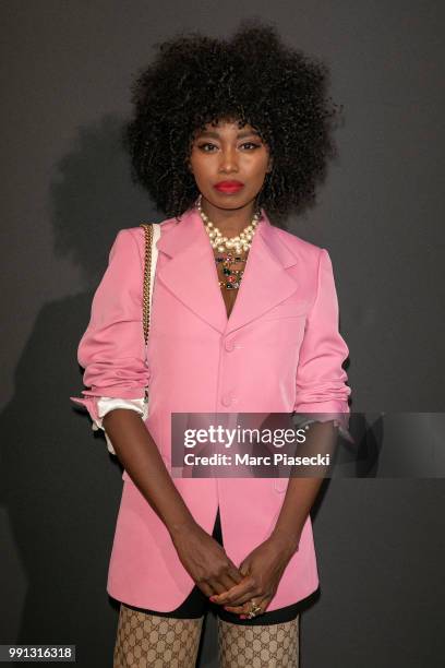 Singer Inna Modja attends the Vogue Foundation Dinner Photocall as part of Paris Fashion Week - Haute Couture Fall/Winter 2018-2019 at Musee Galliera...