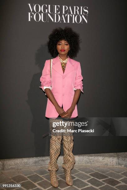 Singer Inna Modja attends the Vogue Foundation Dinner Photocall as part of Paris Fashion Week - Haute Couture Fall/Winter 2018-2019 at Musee Galliera...