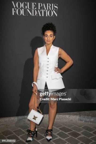 Camelia Jordana attends the Vogue Foundation Dinner Photocall as part of Paris Fashion Week - Haute Couture Fall/Winter 2018-2019 at Musee Galliera...