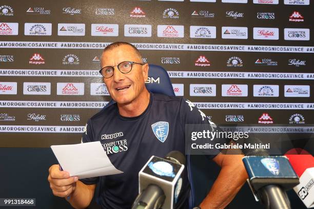 Aurelio Andreazzoli manager of Empoli FC during the first press conference of the 2018/2019 season on July 4, 2018 in Empoli, Italy.