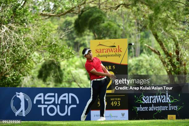 Hung Chien-yao of Chinese Taipei pictured during the first round of the Sarawak Cahmpionship at Damai Golf and Country Club on July 4, 2018 in...
