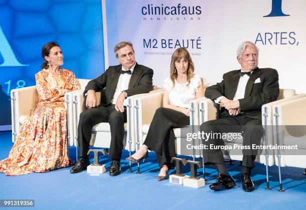 Telva magazine director Olga Ruiz, Carlos Sainz, Maite Mendioroz and Mario Vargas LLosa attend Arts, Sciences and Sports Telva Awards 2018 at Palau...