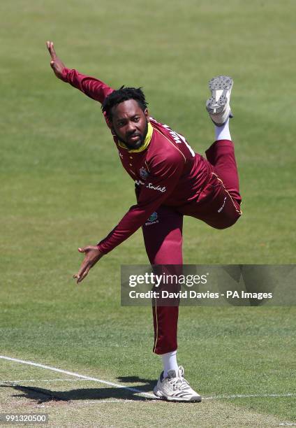 West Indies A's Jomel Warrican during the one day tour match at the The County Ground, Northampton. PRESS ASSOCIATION Photo. Picture date: Friday...