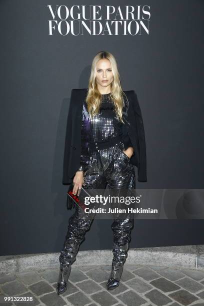 Natasha Poly attends Vogue Foundation Dinner Photocall as part of Paris Fashion Week - Haute Couture Fall/Winter 2018-2019 at Musee Galliera on July...