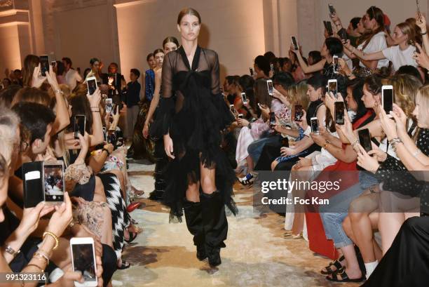 Models walk the runway during the Alexandre Vauthier Haute Couture Fall Winter 2018/2019 show as part of Paris Fashion Week on July 3, 2018 in Paris,...