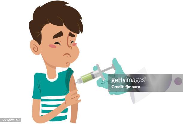 taking preventive vaccine - vacina stock illustrations