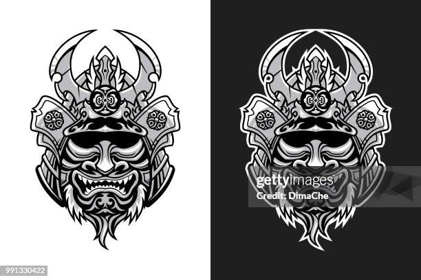 samurai warrior mask - samurai face stock illustrations