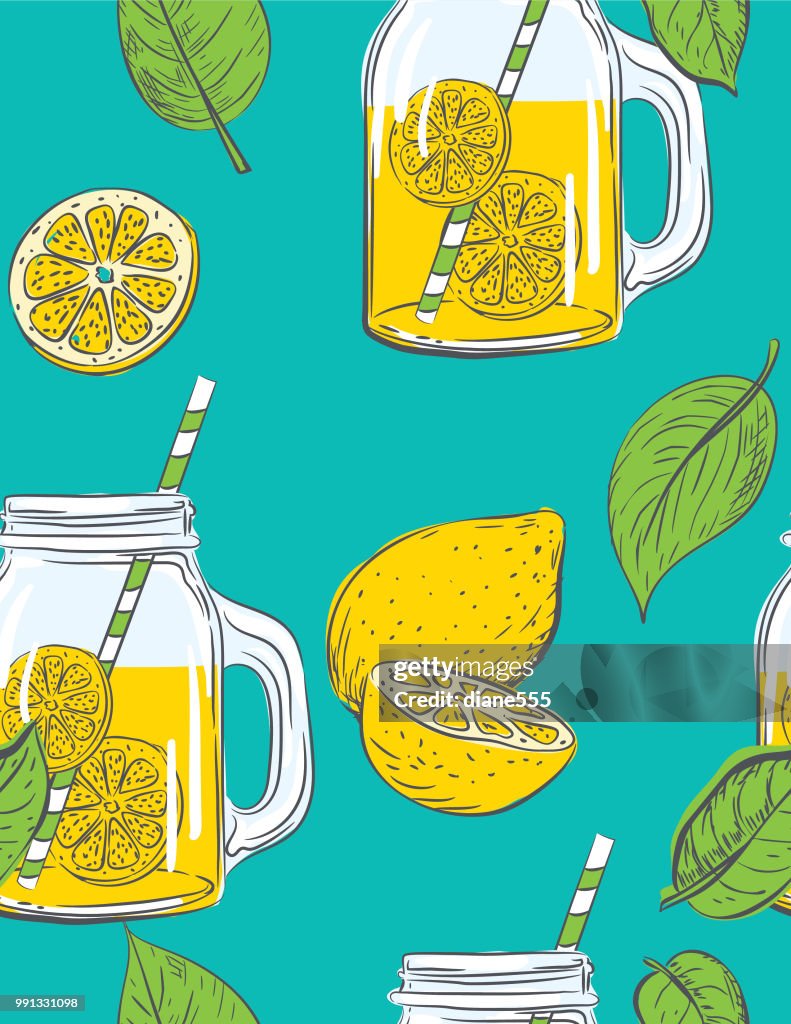 Hand Drawn lemons Pattern