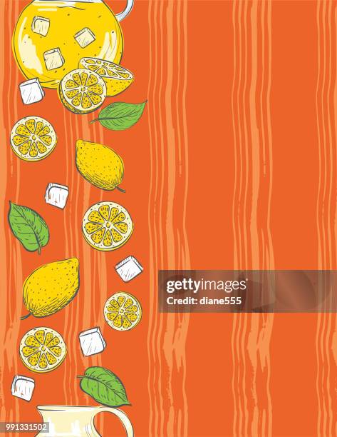 hand drawn lemons pattern - ice cube drawing stock illustrations