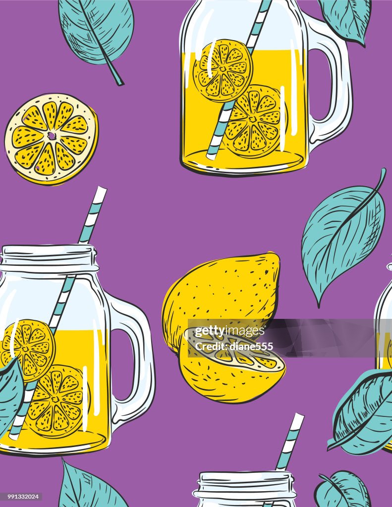Hand Drawn lemons Pattern