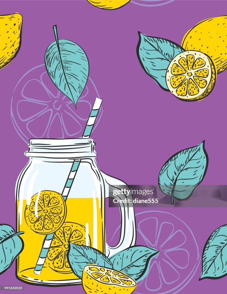 Hand Drawn lemons Pattern