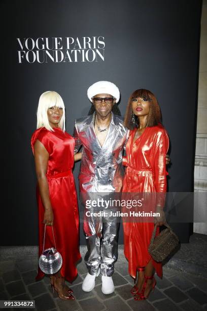 Nile Rodgers and guests attend Vogue Foundation Dinner Photocall as part of Paris Fashion Week - Haute Couture Fall/Winter 2018-2019 at Musee...