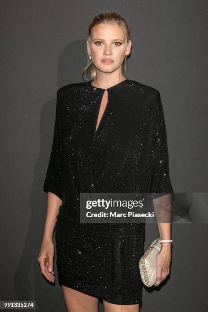 Model Lara Stone attends the Vogue Foundation Dinner Photocall as part of Paris Fashion Week - Haute Couture Fall/Winter 2018-2019 at Musee Galliera...