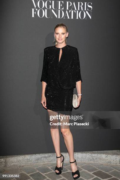 Model Lara Stone attends the Vogue Foundation Dinner Photocall as part of Paris Fashion Week - Haute Couture Fall/Winter 2018-2019 at Musee Galliera...