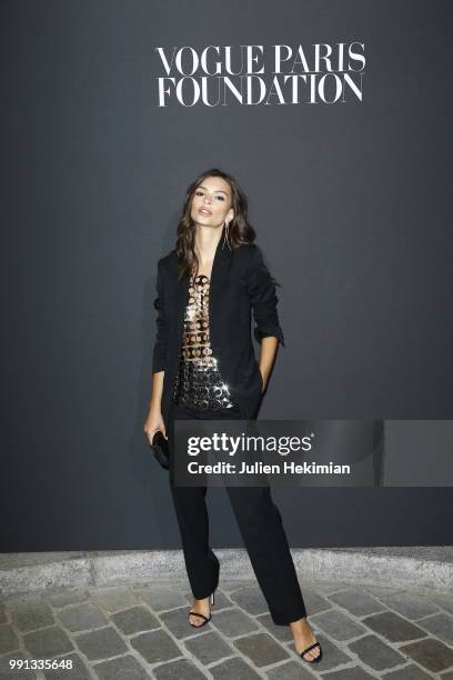 Emily Ratajkowski attends Vogue Foundation Dinner Photocall as part of Paris Fashion Week - Haute Couture Fall/Winter 2018-2019 at Musee Galliera on...