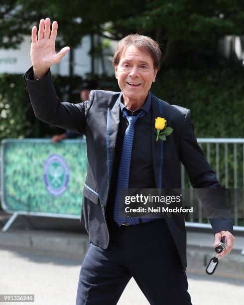 Cliff Richard seen arriving at Wimbledon Day 3 on July 4, 2018 in London, England.