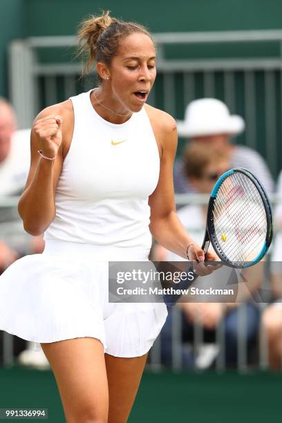 Madison Keys of the United States celebrates a point against Luksika Kumkhum of Thailand during their Ladies' Singles second round match on day three...