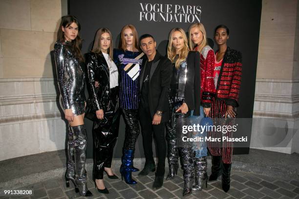 Vanessa Moody, Graze Elizabeth, Alexina Graham, Olivier Rousteing, Natasha Poly, Kirstin Liljegren and Tami Williams attend the Vogue Foundation...