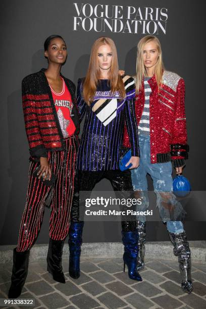 Tami Williams, Alexina Graham and Kirstin Liljegren attend the Vogue Foundation Dinner Photocall as part of Paris Fashion Week - Haute Couture...