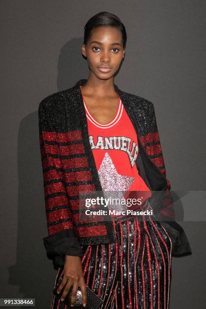 Model Tami Williams attends the Vogue Foundation Dinner Photocall as part of Paris Fashion Week - Haute Couture Fall/Winter 2018-2019 at Musee...