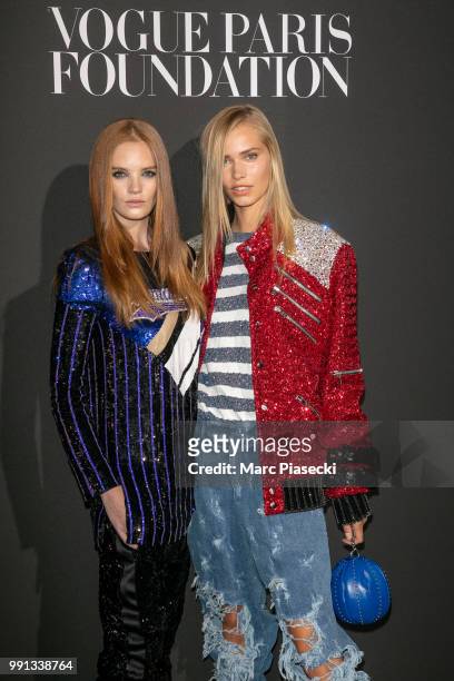Models Alexina Graham and Kirstin Liljegren attend the Vogue Foundation Dinner Photocall as part of Paris Fashion Week - Haute Couture Fall/Winter...