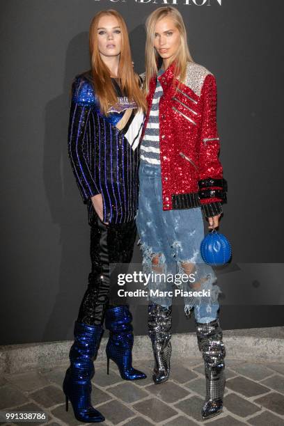 Models Alexina Graham and Kirstin Liljegren attend the Vogue Foundation Dinner Photocall as part of Paris Fashion Week - Haute Couture Fall/Winter...