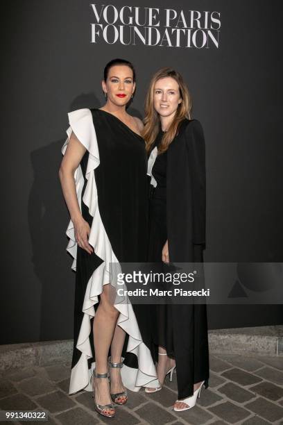 Actress Liv Tyler and Clare Waight Keller attend the Vogue Foundation Dinner Photocall as part of Paris Fashion Week - Haute Couture Fall/Winter...