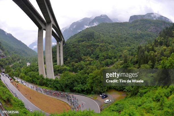 78Th Tour Of Swiss 2014, Stage 2 Illustration Illustratie, Gotthardpass / Peleton Peloton, Bridge Pont Brug, Landscape Paysage Landschap, Bellinzona...