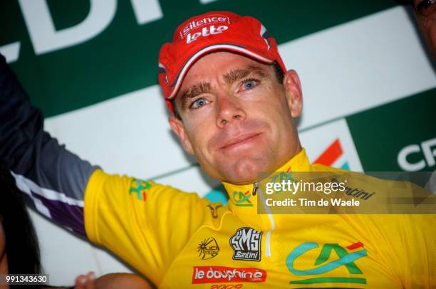 61Th Criterium Dauphine Libere, Stage 2Podium, Evans Cadel Yellow Jersey, Celebration Joie Vreugde, Nancy - Dijon /Rit Etape, Tim De Waele