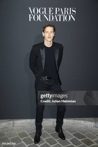 Harris Dickinson attends Vogue Foundation Dinner Photocall as part of Paris Fashion Week - Haute Couture Fall/Winter 2018-2019 at Musee Galliera on...