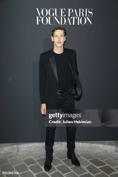 Harris Dickinson attends Vogue Foundation Dinner Photocall as part of Paris Fashion Week - Haute Couture Fall/Winter 2018-2019 at Musee Galliera on...