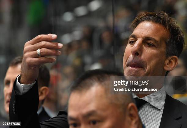 The US assistant coach Chris Chelios during the Ice hockey Deutschland Cup match between USA and Slovakia in Augsburg, Germany, 10 November 2017....