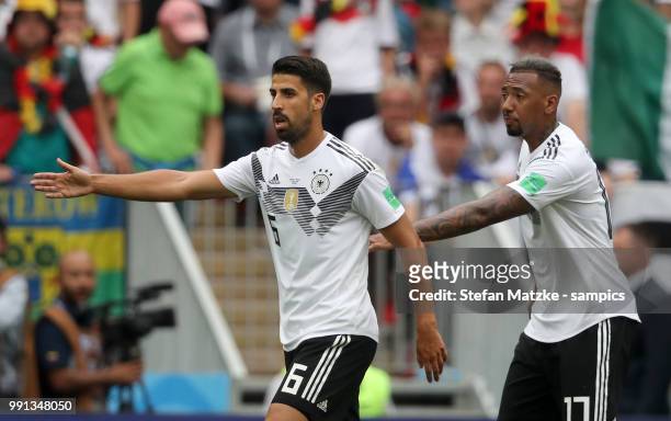 Sami Khedira of Germany Jerome Boateng of Germany during the 2018 FIFA World Cup Russia group F match between Germany and Mexico at Luzhniki Stadium...